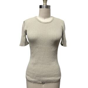 VTG Kenar Womens S Fitted Ribbed Stretch Fit Sweater Blouse Top Cotton USA Made